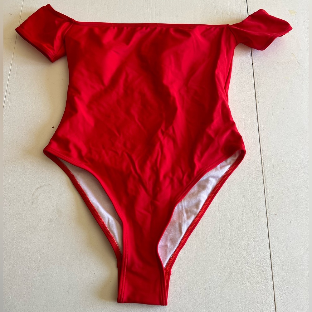 Red Off-Shoulder Bodysuit